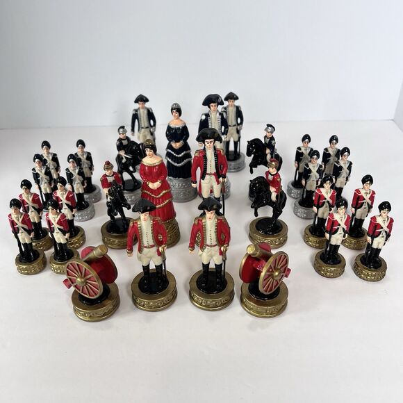 Chess Pieces of The Revolutionary War Attack on Bunker Hill Circa 1980 30 Pieces - Picture 1 of 5